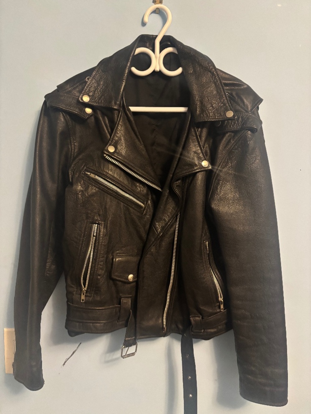 Genuine black leather jacket size large